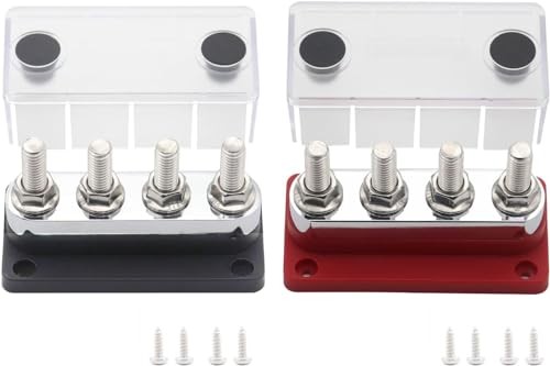 600 Amp Busbar,4*M10 Studs (3/8") Module Design Block 600A 4x 3/8"- Black& Red