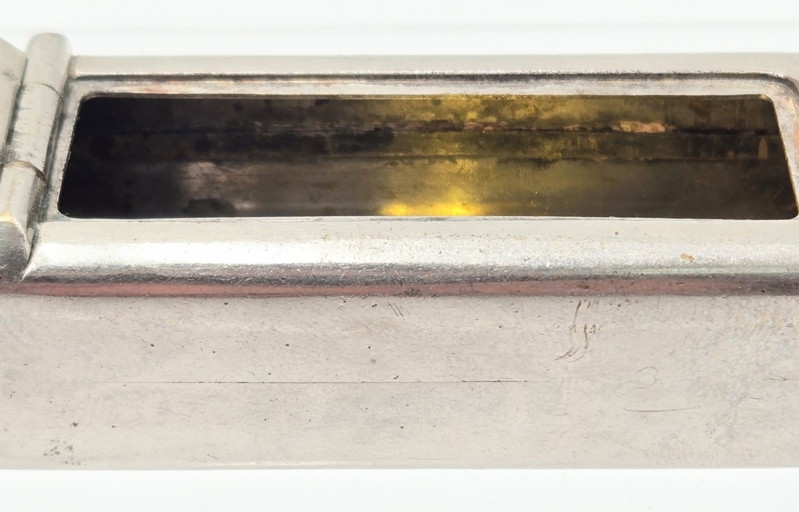 WWI Era Nickel-Plated Brass Trench Vesta Case – Rare Match-Holder Lid – MINT...