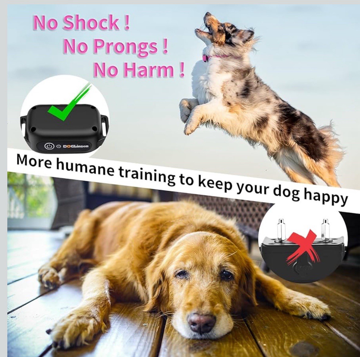 No Shock Dog Training Collar with Remote 3300ft Range, Vibrating Dog Collar, ...