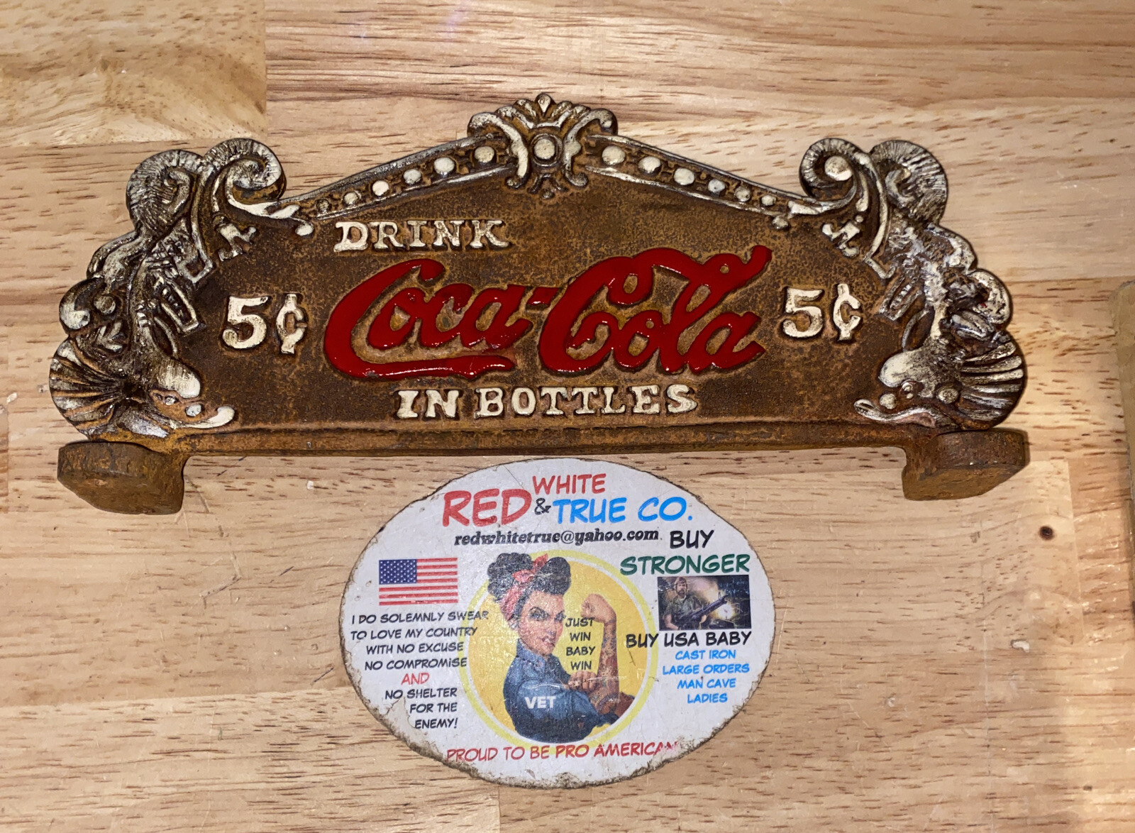 Coca Cola Cash Register Sign Plaque Cast Iron Metal Patina Soda Pepsi Collector