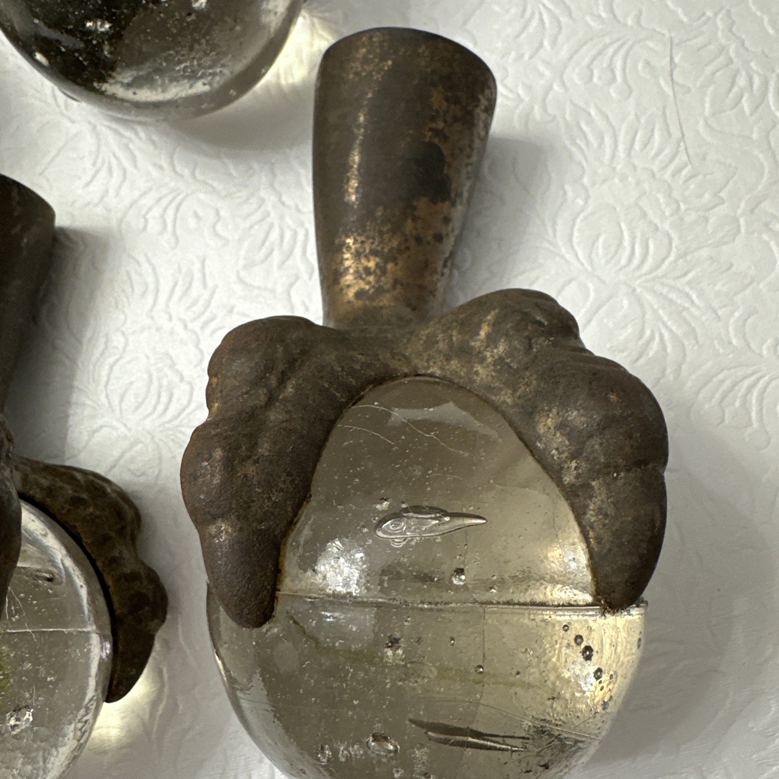 4 Glass Ball Cast Metal Dragon Claw foot feet 6" table legs Antique Victorian