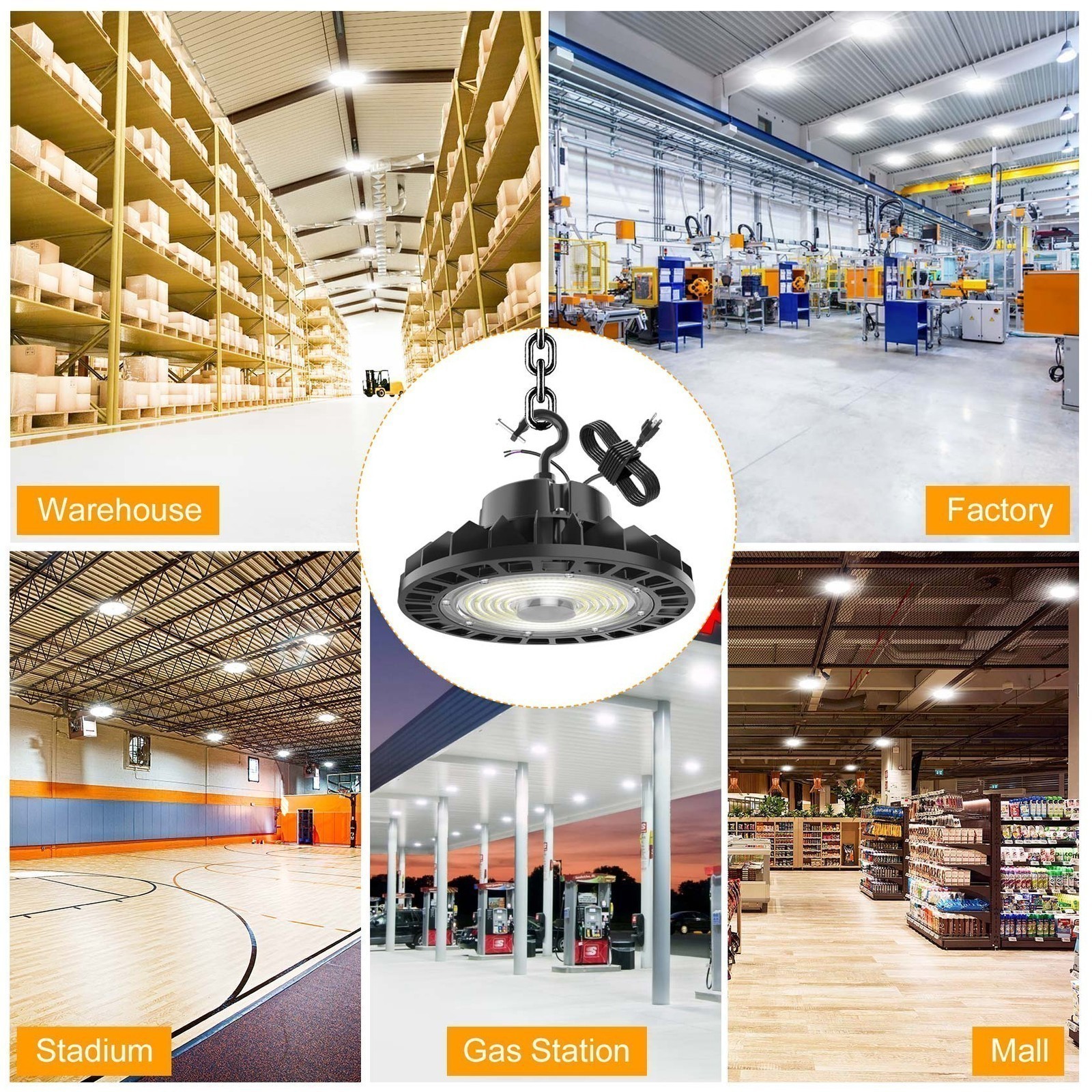 150W UFO LED High Bay Light 5000K 22500LM Factory Warehouse Lamp Dimmable -10PCS