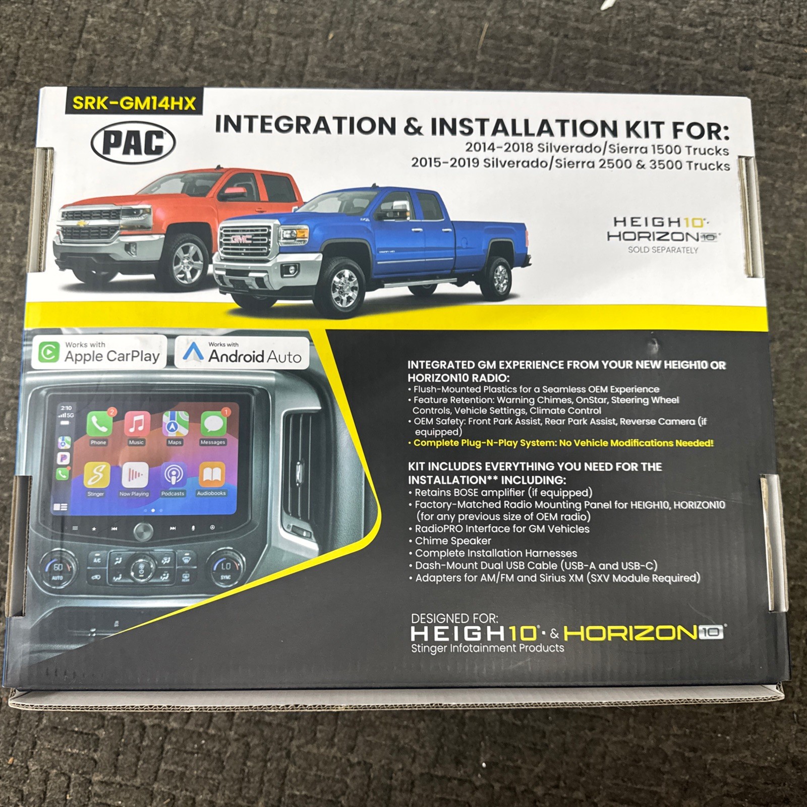 Stinger PAC SRK-GM14HX Kit Only 2014-2018 SILVERADO/SIERRA IX210 Horizon10 New