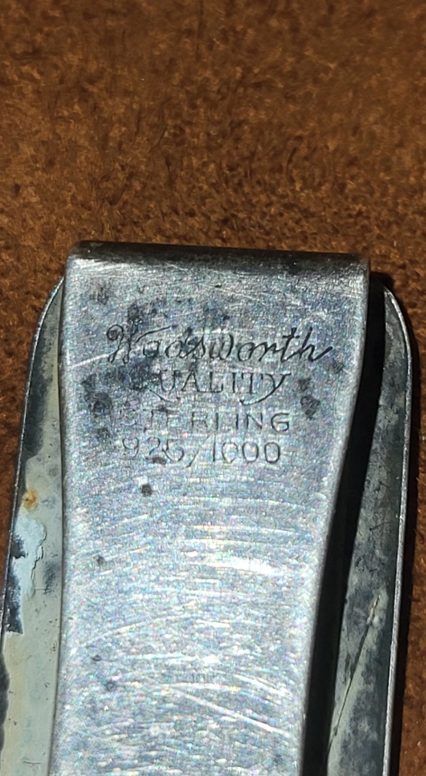 Antique Vtg Art Deco Sterling Silver Wadsworth Pocket Watch Chain Fob Belt Loop