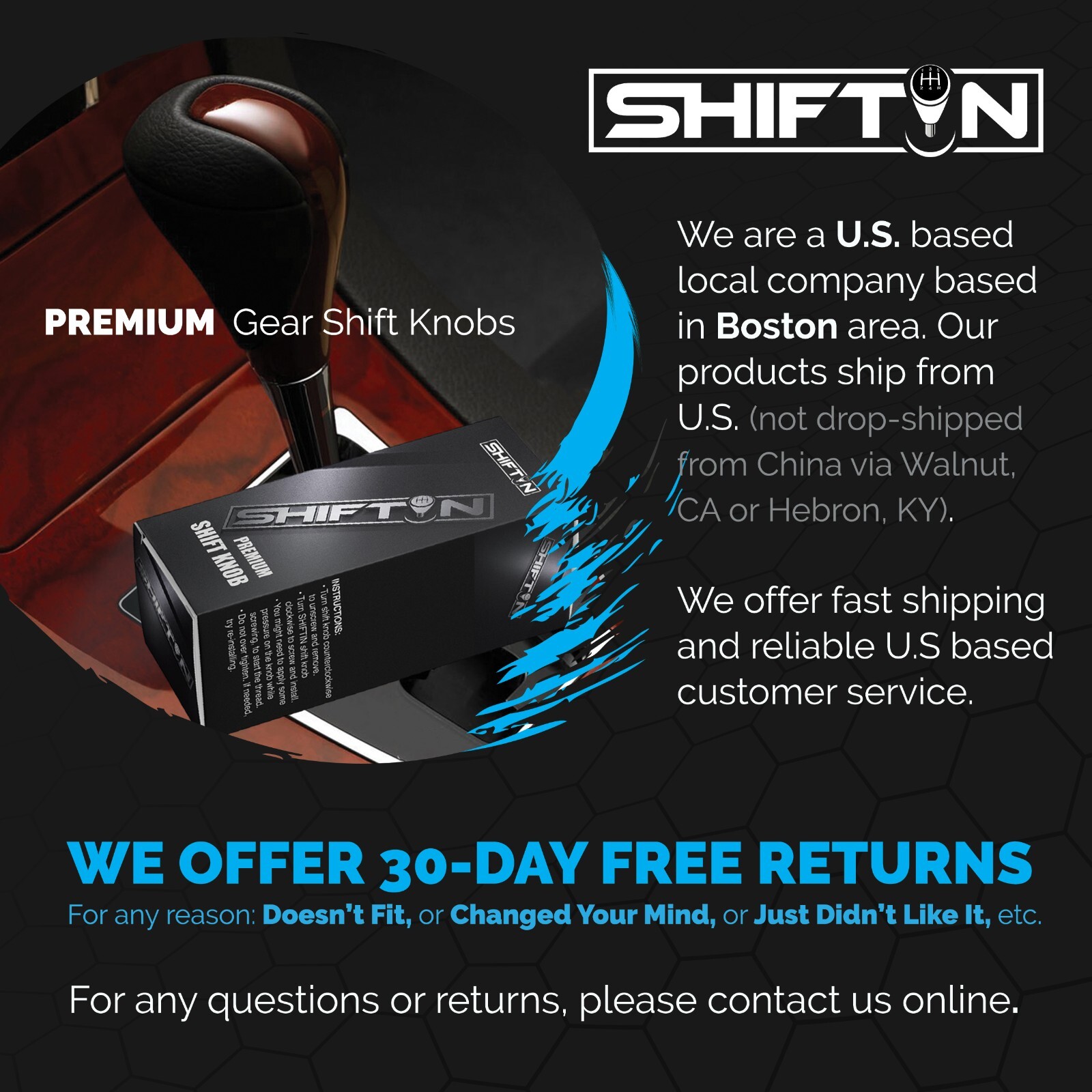 Red Stitch Carbon Fiber Shift Knob for Lexus ES300h GS GX RC IS350 NX200t RX450h