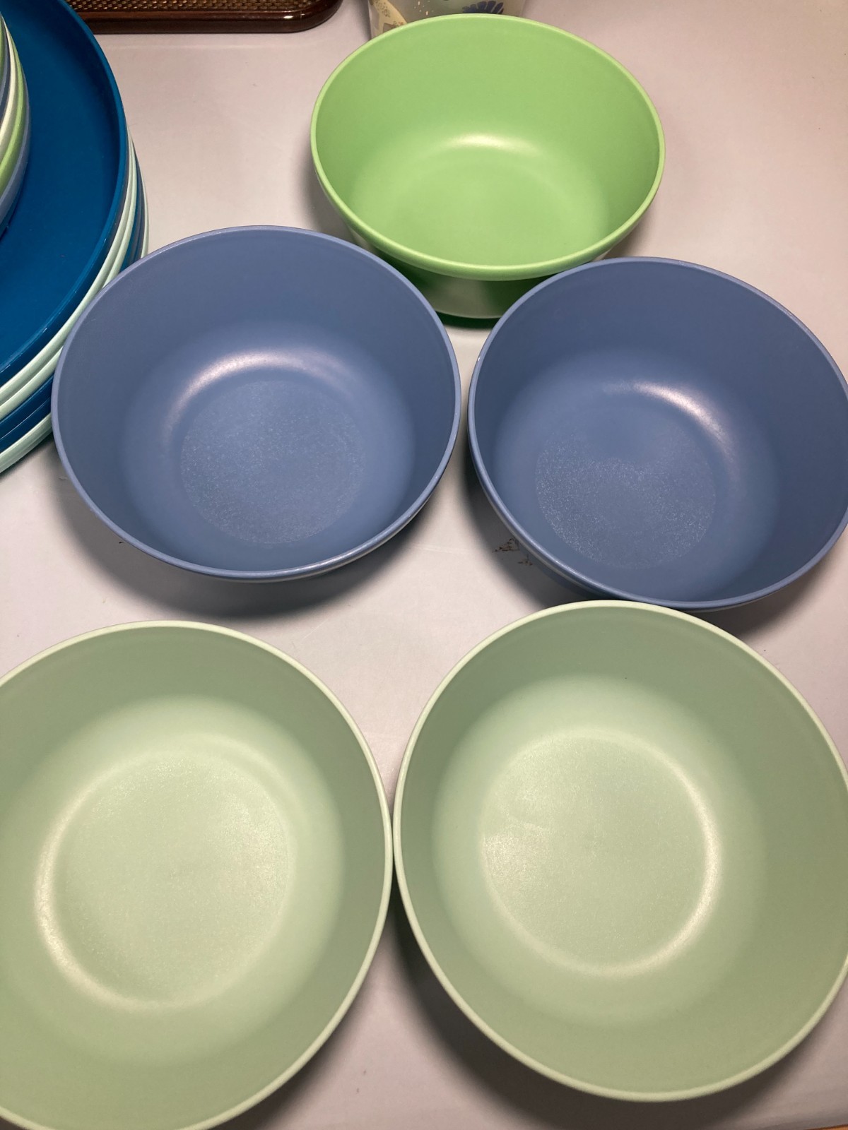 Kids Unbreakable Dinnerware Set 100+ pcs Pillowfort Cool Colors + Organizer