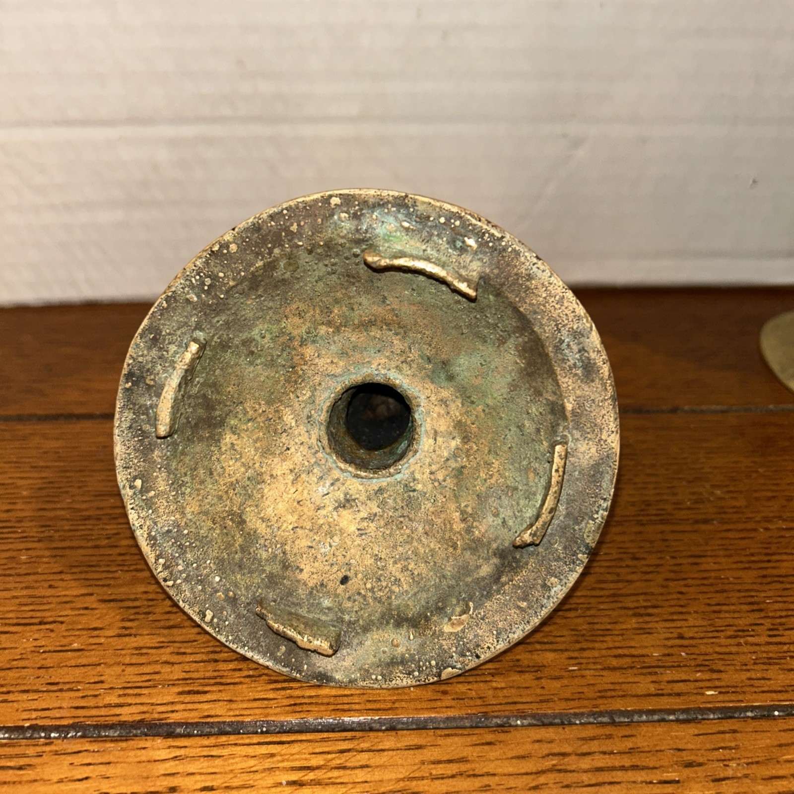 Heavy Antique Asian Brass Incense Burner 10.5" tall