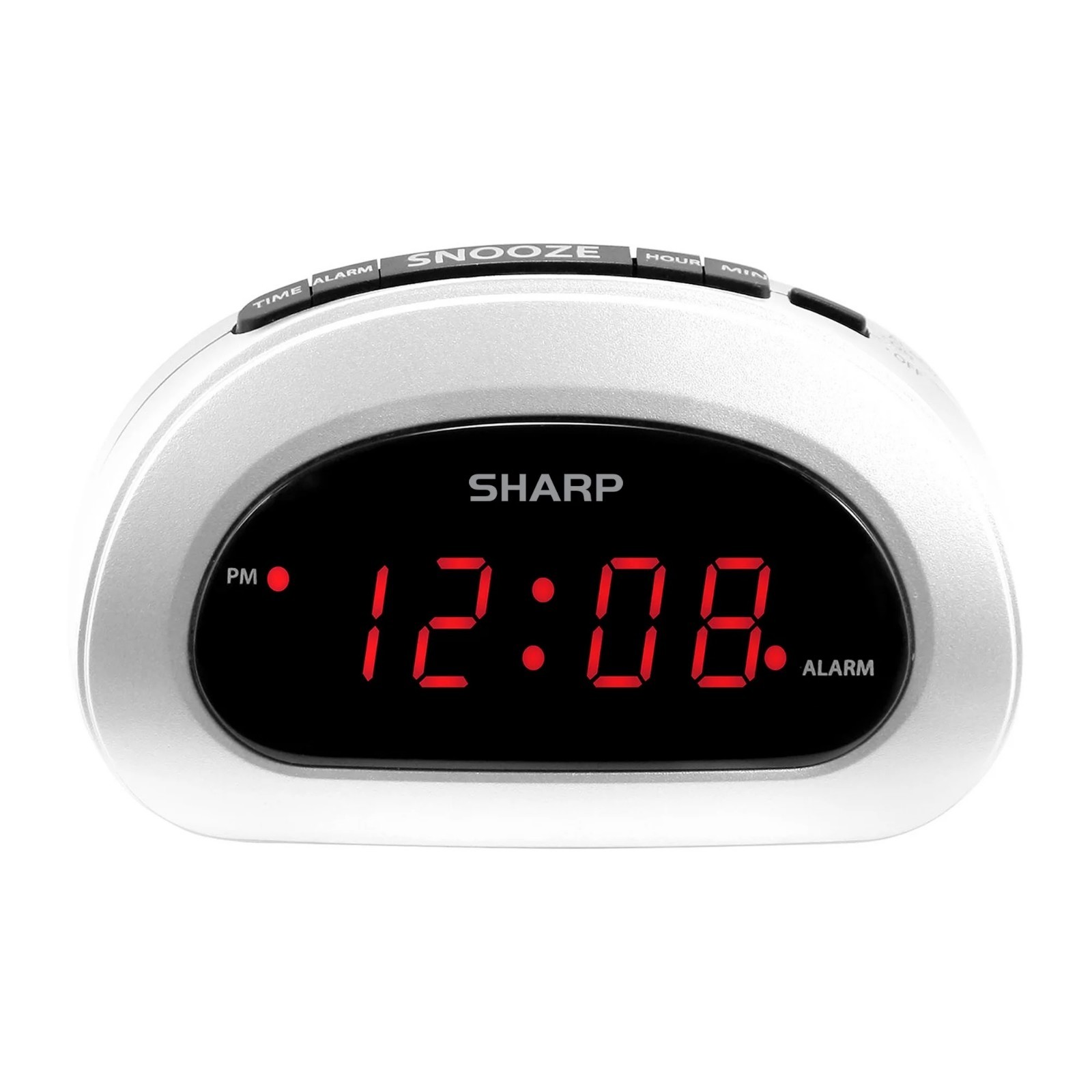Digital Sharp Alarm Clock, Cosmic Silver, Easy to Set Controls, Red LED Display