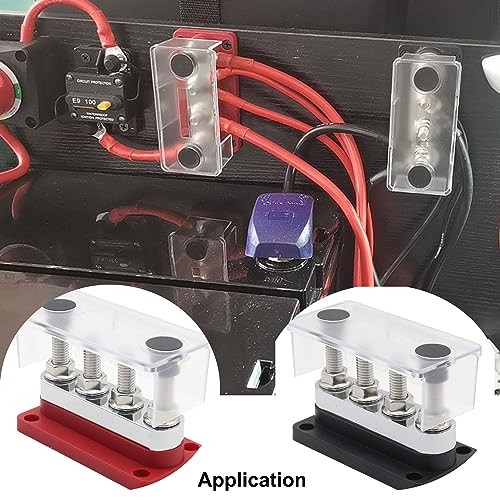 600 Amp Busbar,4*M10 Studs (3/8") Module Design Block 600A 4x 3/8"- Black& Red