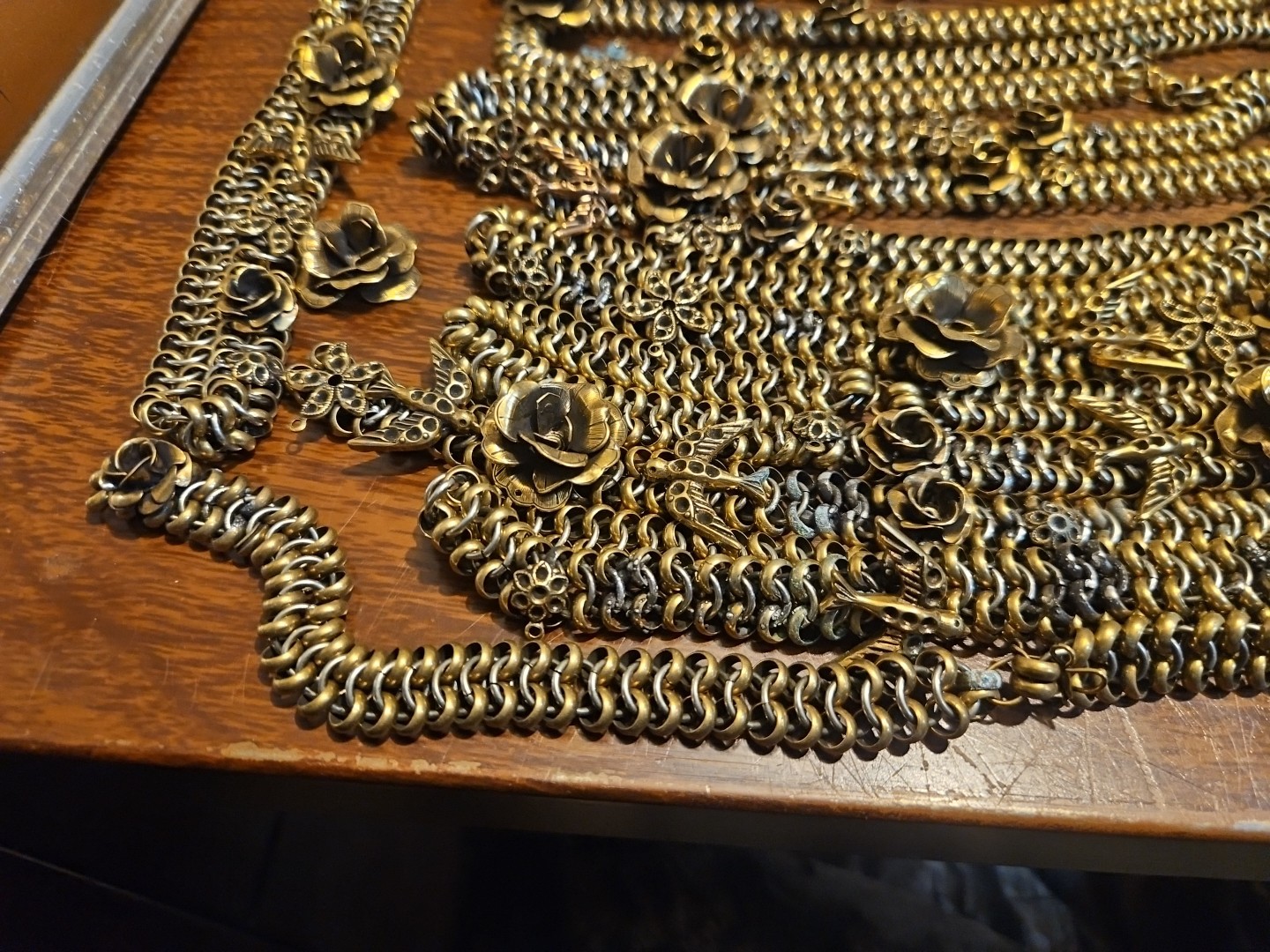 Huge Repurposing Lot Chains Pieces Vintage 60s Brass Stampings Findings Jewelry