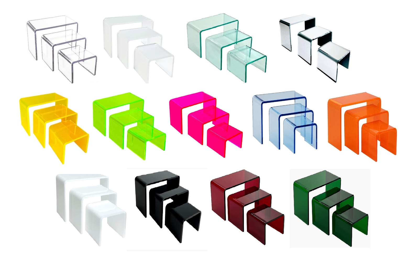 T'z Tagz New 3 Piece Acrylic Showcase Riser Display Stand Color Variation Set 1