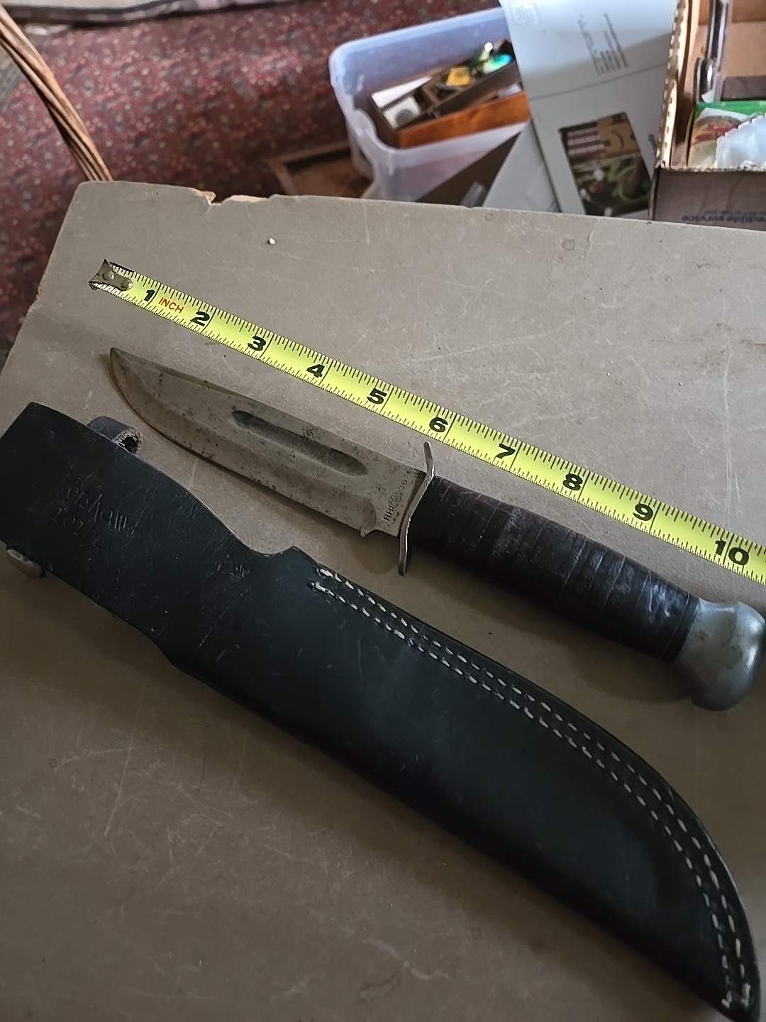 Vintage US WW2 Pal RH-36 Fighting Knife & Leather Sheath Please Read