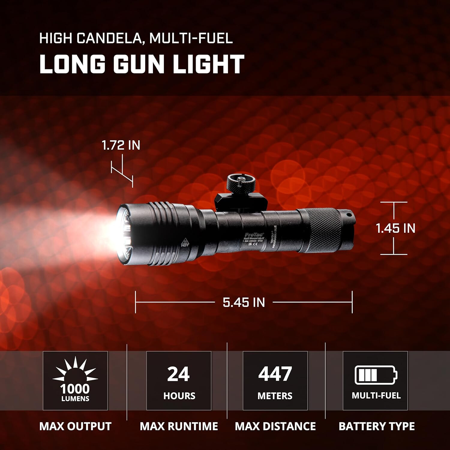 For 88066 ProTac Rail Mount HL-X 1000-Lumen Professional Tactical Flashlight US