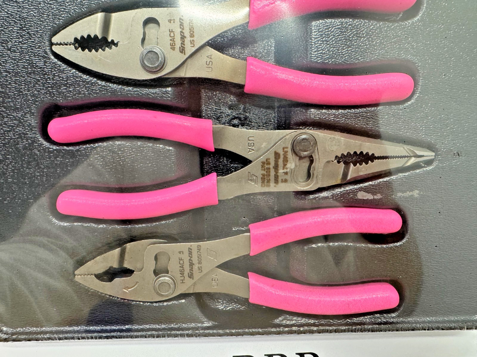 Snap-on Tools USA NEW 3pc Classic PINK Soft Grip Slip Joint Pliers Set PL346ACFP