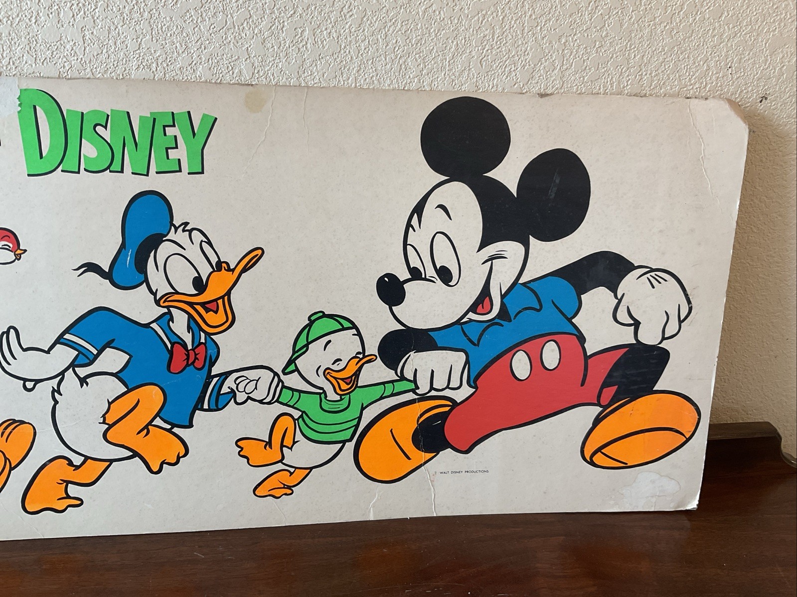 Rare! Vintage 47” Walt Disney Store Display Sign Mickey Mouse Wonderful World