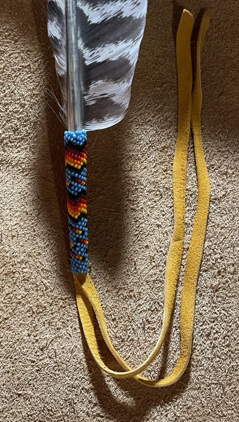 Native American Lakota Sioux Beaded Feather.