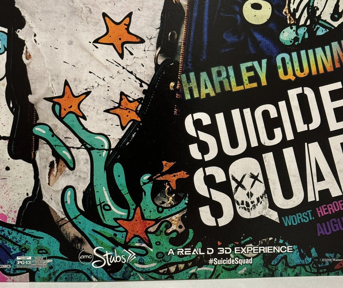 Harley Quinn Suicide Squad Movie Poster Margot Robbie AMC Exclusive DC 17”x11”