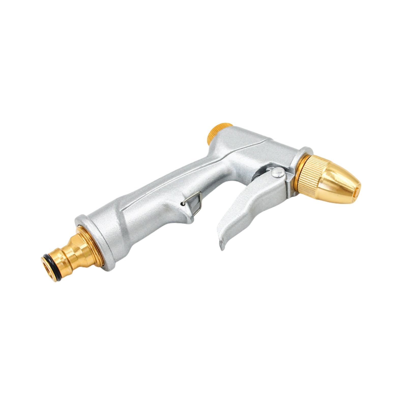 Garden Hose Nozzle Sprayer Heavy Duty Metal High Pressure Water Silver