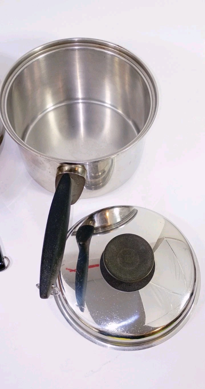 Vintage Permanent 5PLY MULTI CORE STAINLESS STEEL USA Saucepan & Steamer Basket