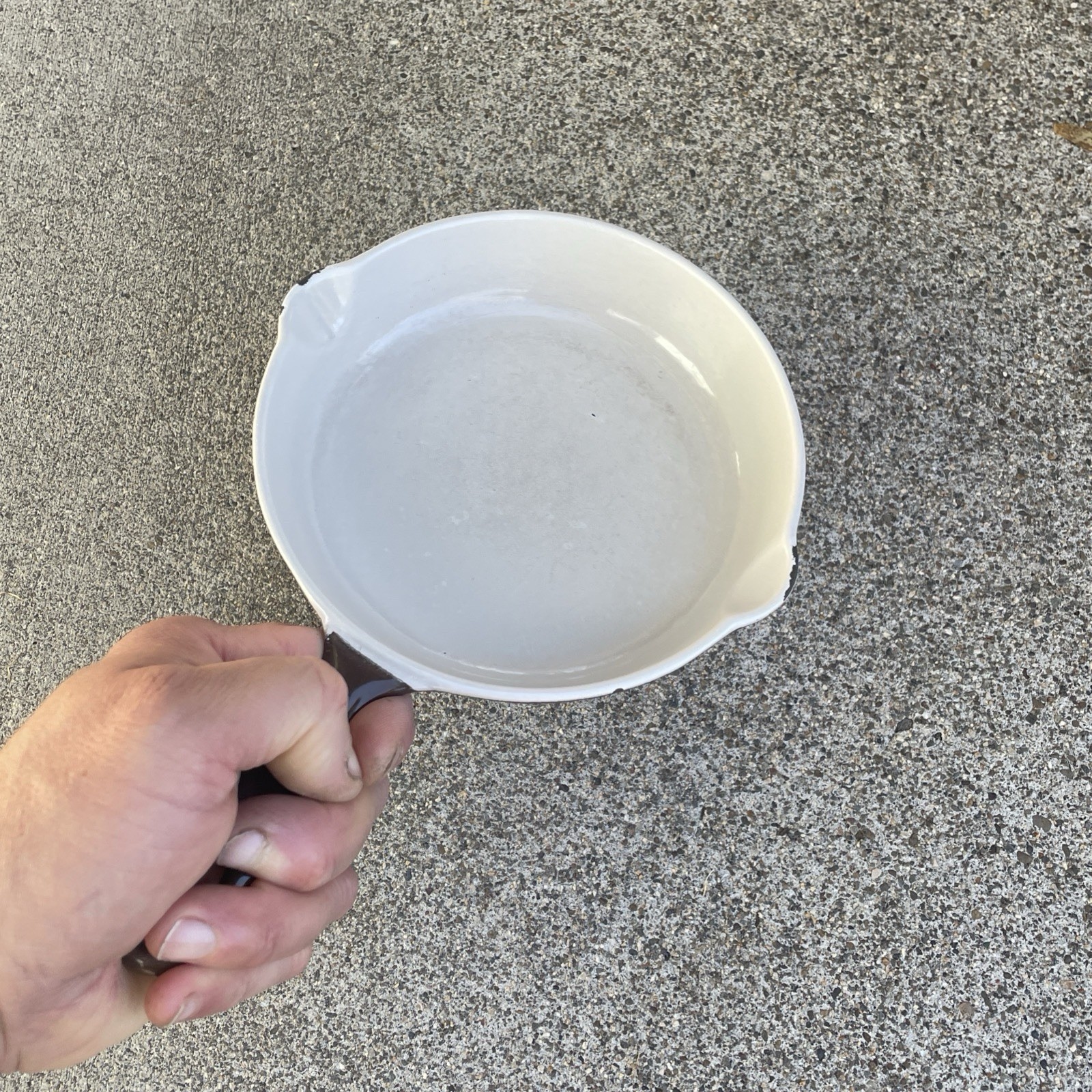 Vintage #16 Le Creuset 6.5" Spouted Skillet Frying Pan Brown Enamel Cast Iron