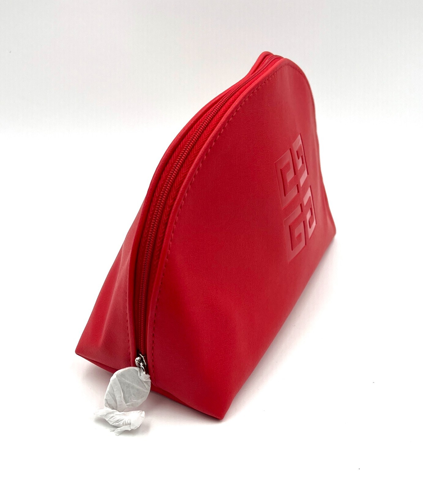 New! Givenchy Faux Leather Pouch Clutch Cosmetic Makeup Bag ~ Red