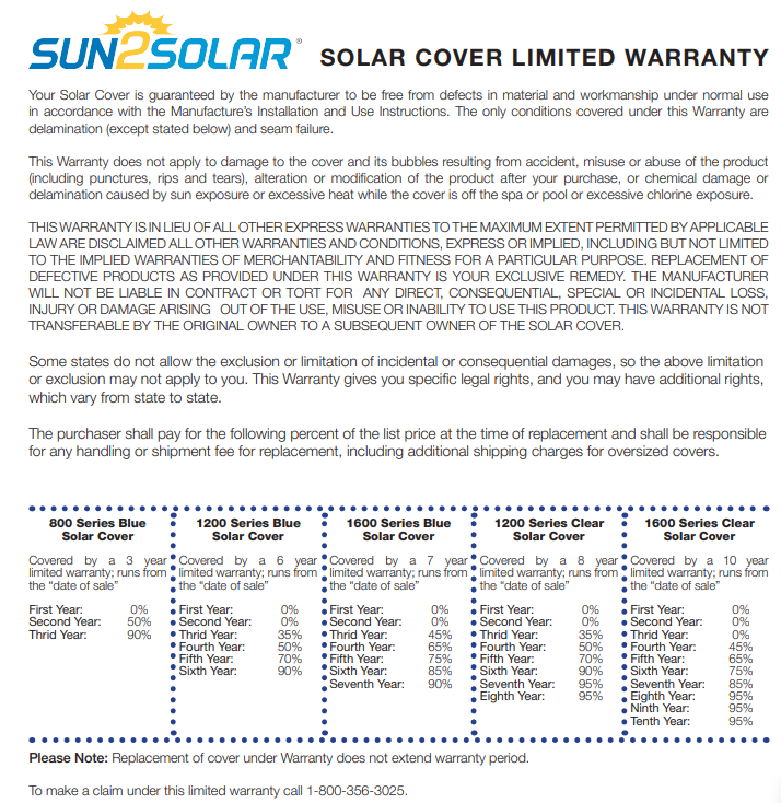 1200 Series Swimming Pool Blue Solar Heating Blanket Cover - (Choose Pool Size)