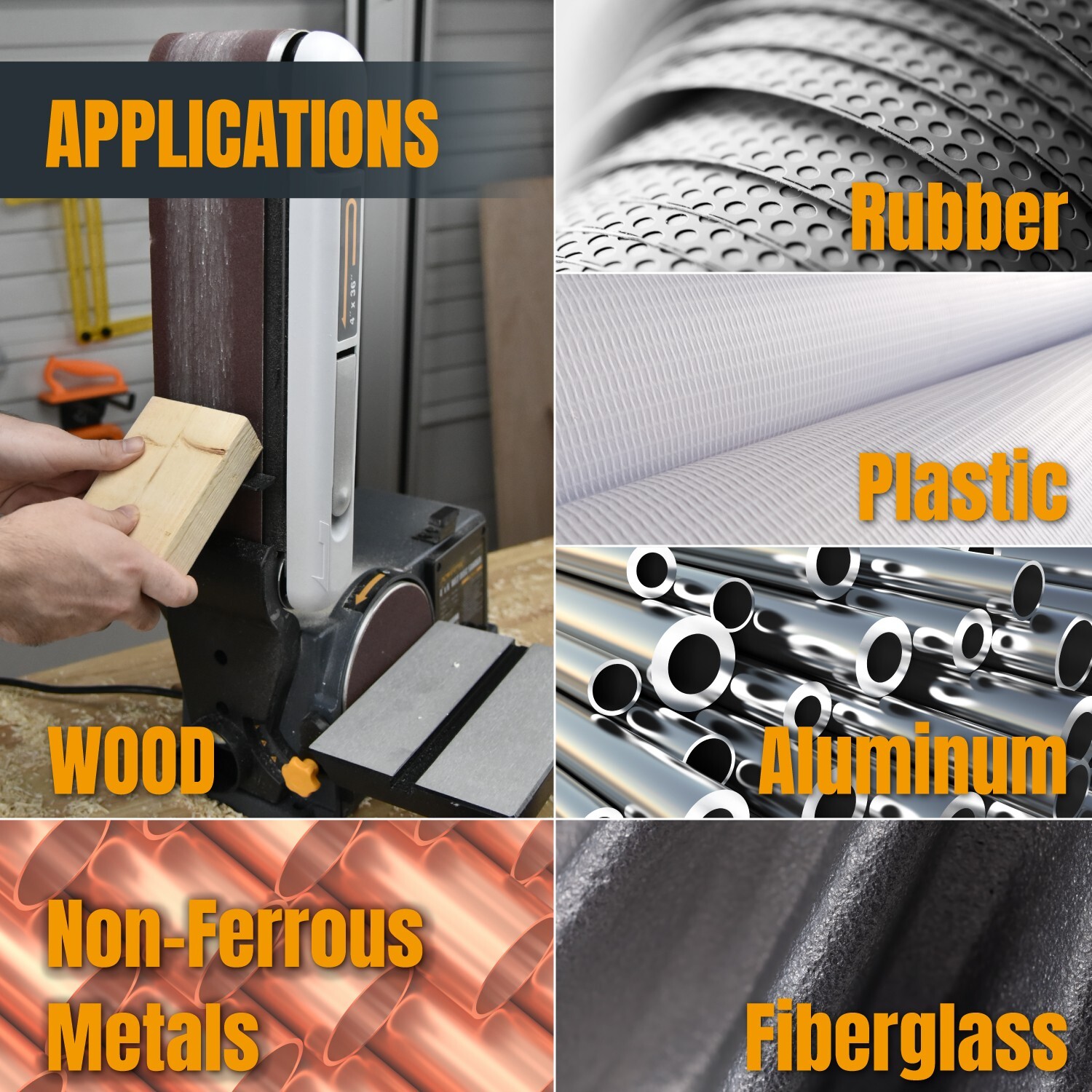 POWERTEC 60 Grit 4 x 36" Sanding Belt Aluminum Oxide Sandpaper, 10 PK (110630)