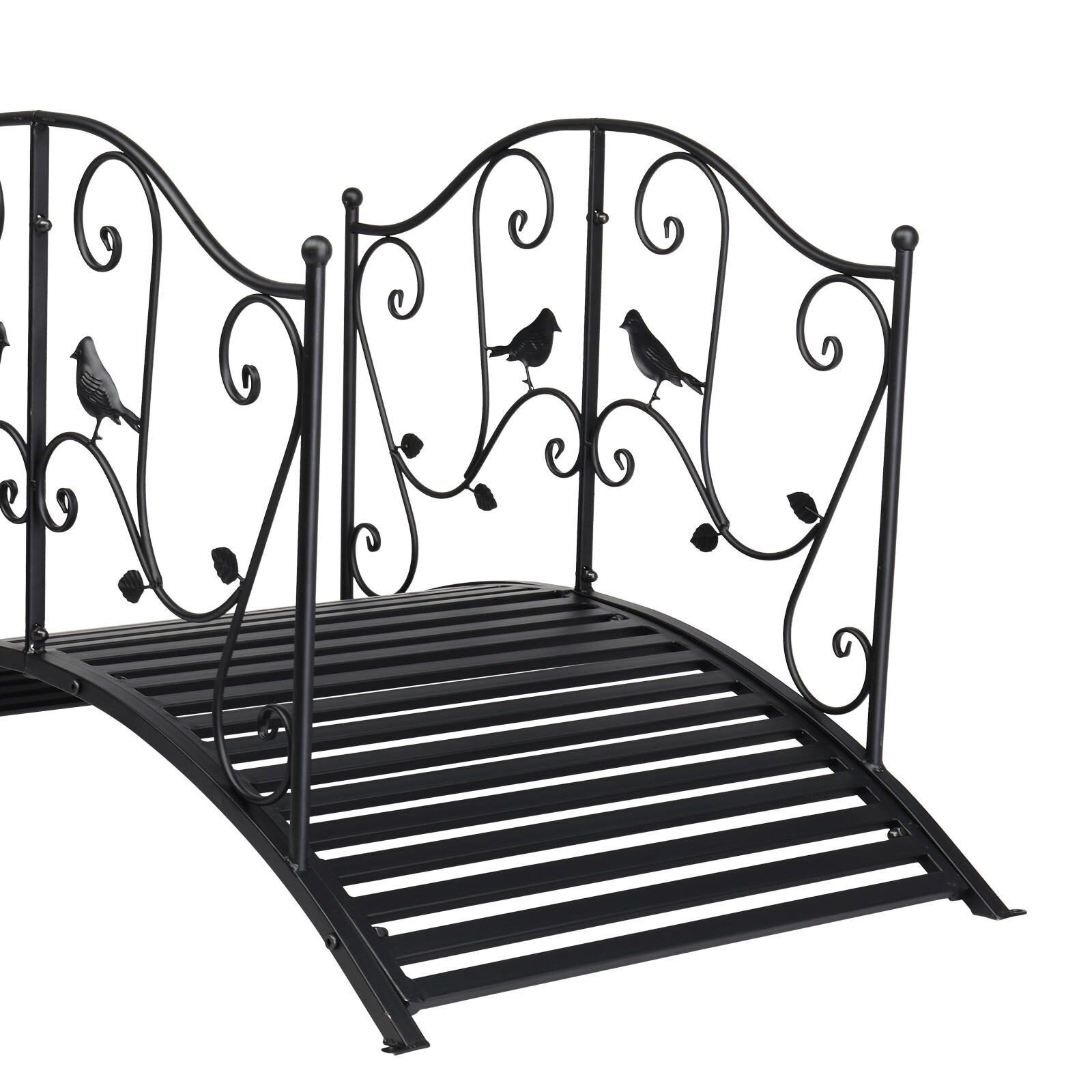 4 Foot Curved Outdoor Metal Bridge Decorative Pond Garden FootBridge Black Matte