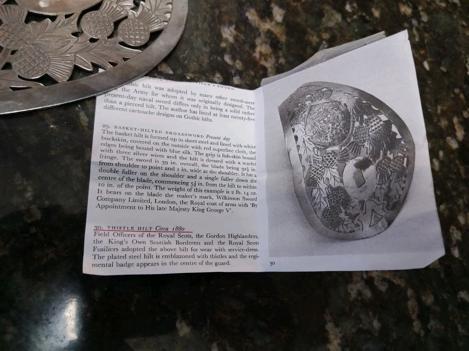 British English Scotland Scottish 1880 Thistle Basket Hilt Guard Part Repo