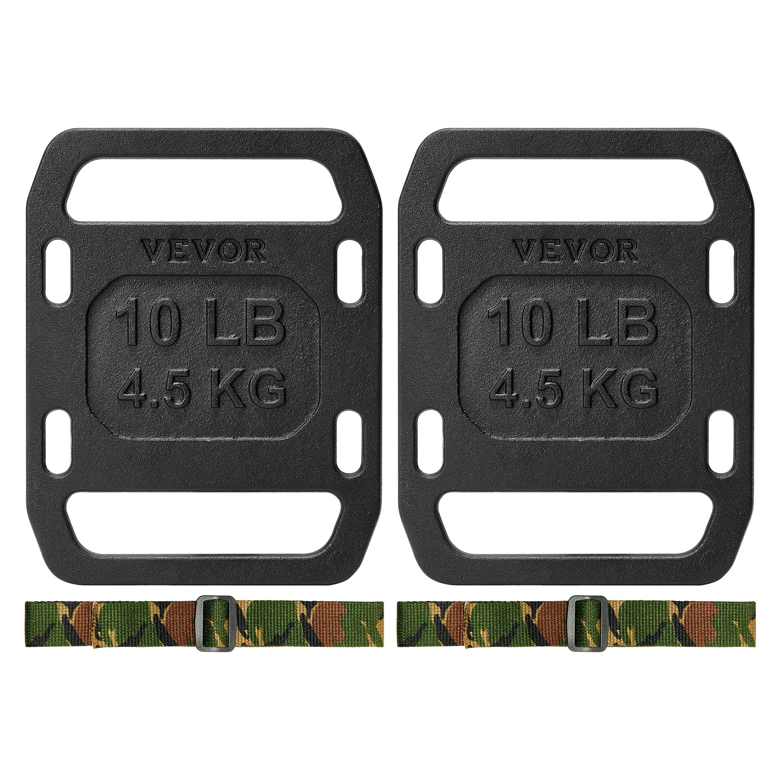VEVOR Cast Iron Ruck Weights for Rucking Weight Plate with Handle 10LB Pairs