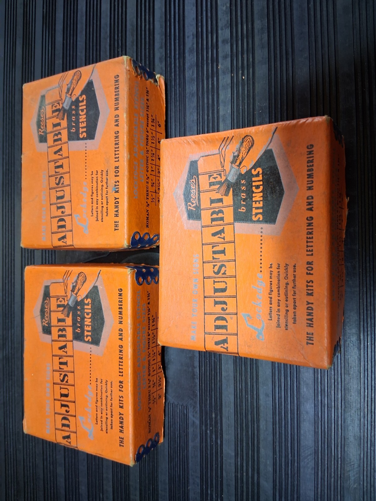 Vintage Reeses Adjustable Brass Stencils Lot Gothic 1" Letters