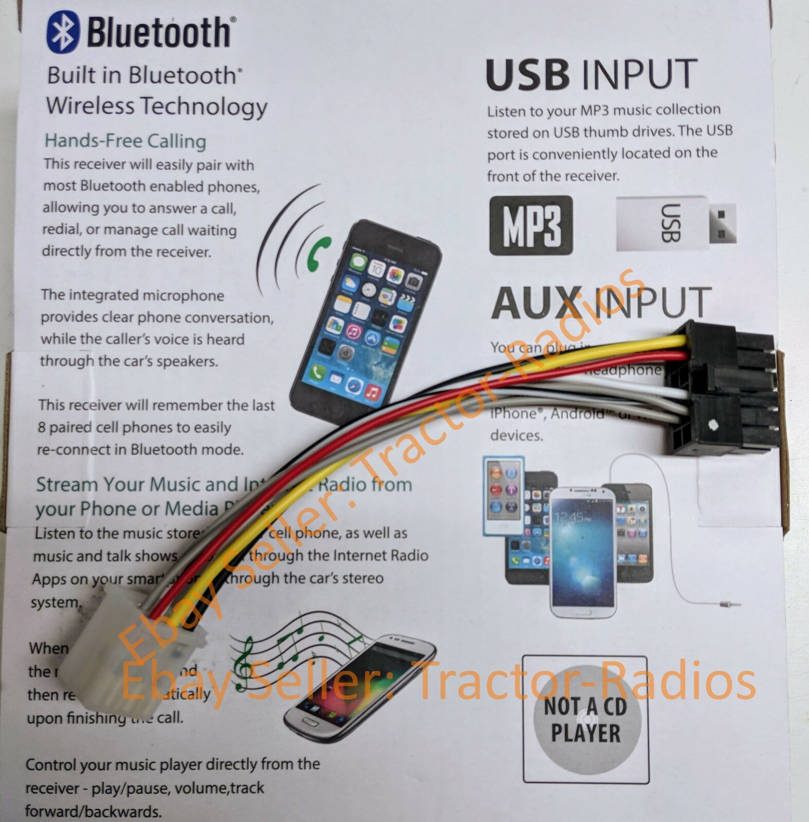 Plug & Play Kubota Tractor Radio AM FM Bluetooth RTV 1100 RTX 1100C B2650 LX2610