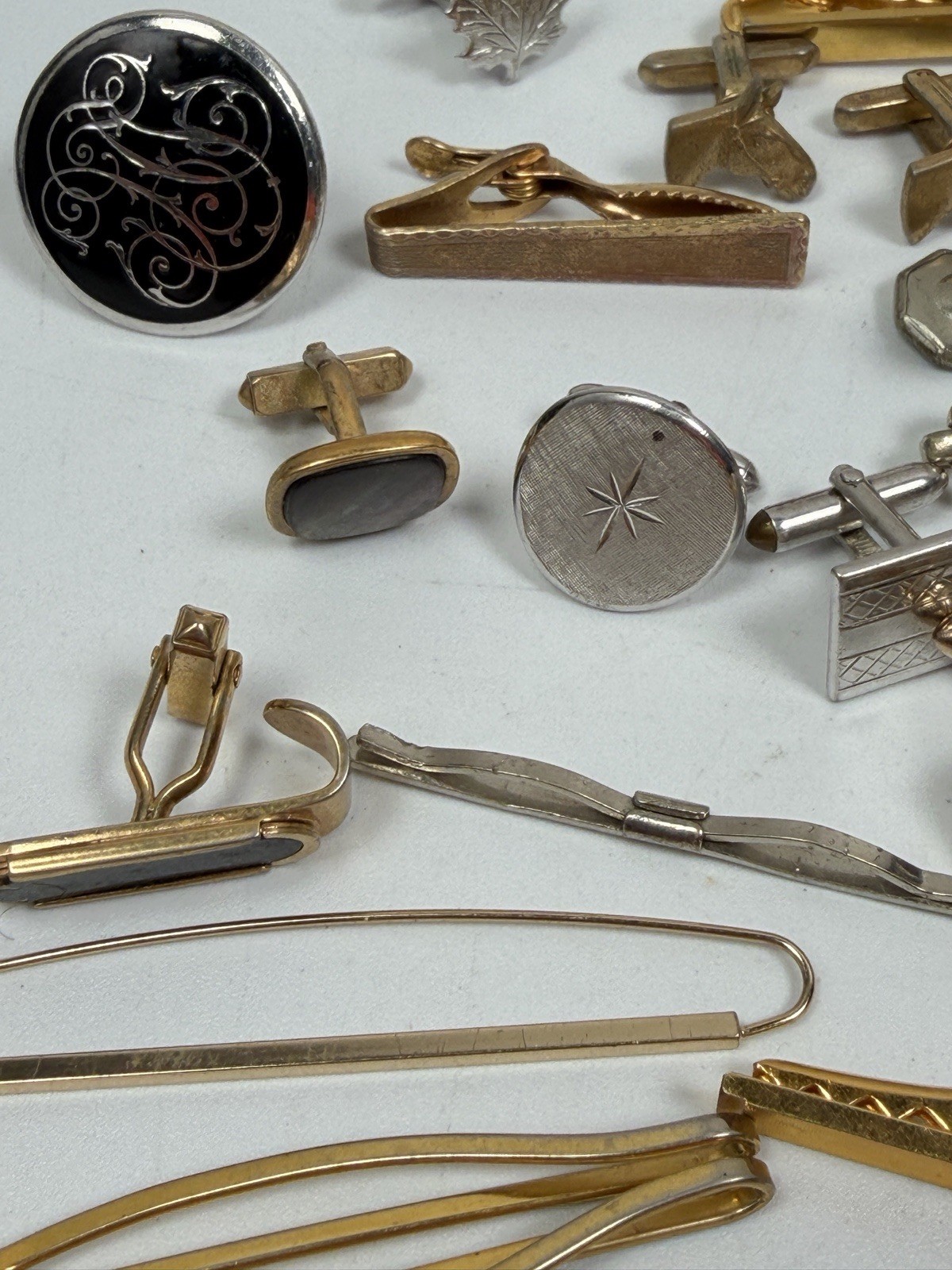 Vintage Cufflinks Tie Clips Lot 62pc Swank Mid Century Men's Jewelry Mixed