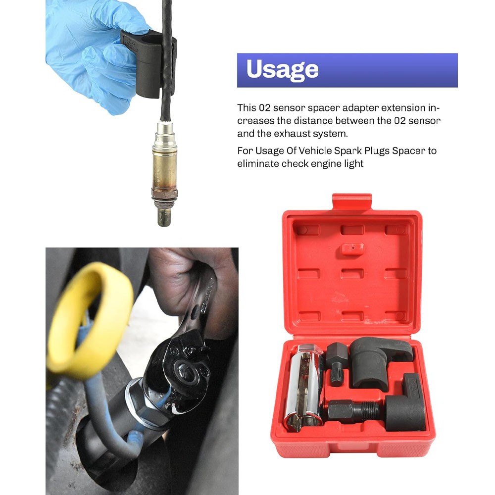 O2 Oxygen Sensor Socket Thread Chaser Set 5PCS O2 Sensor Wrench Removal Tool Kit