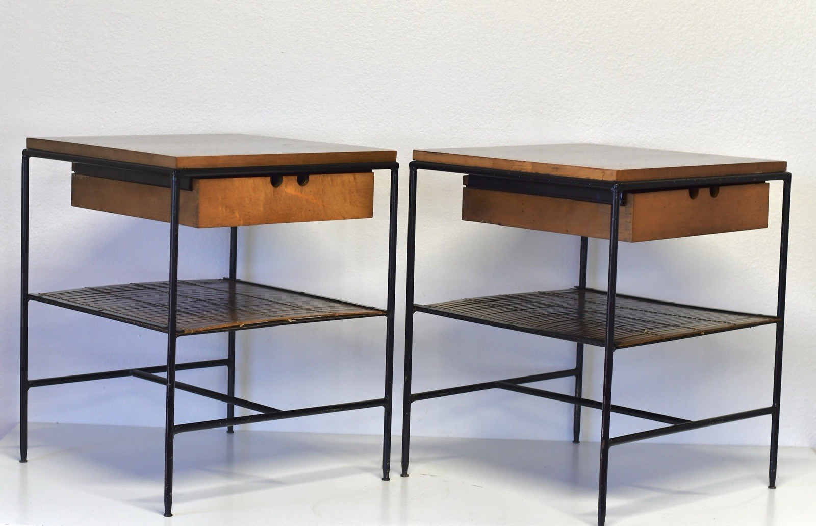 Mid Century Modern Pair of PAUL MCCOBB Wrought Iron PLANNER GROUP End Tables