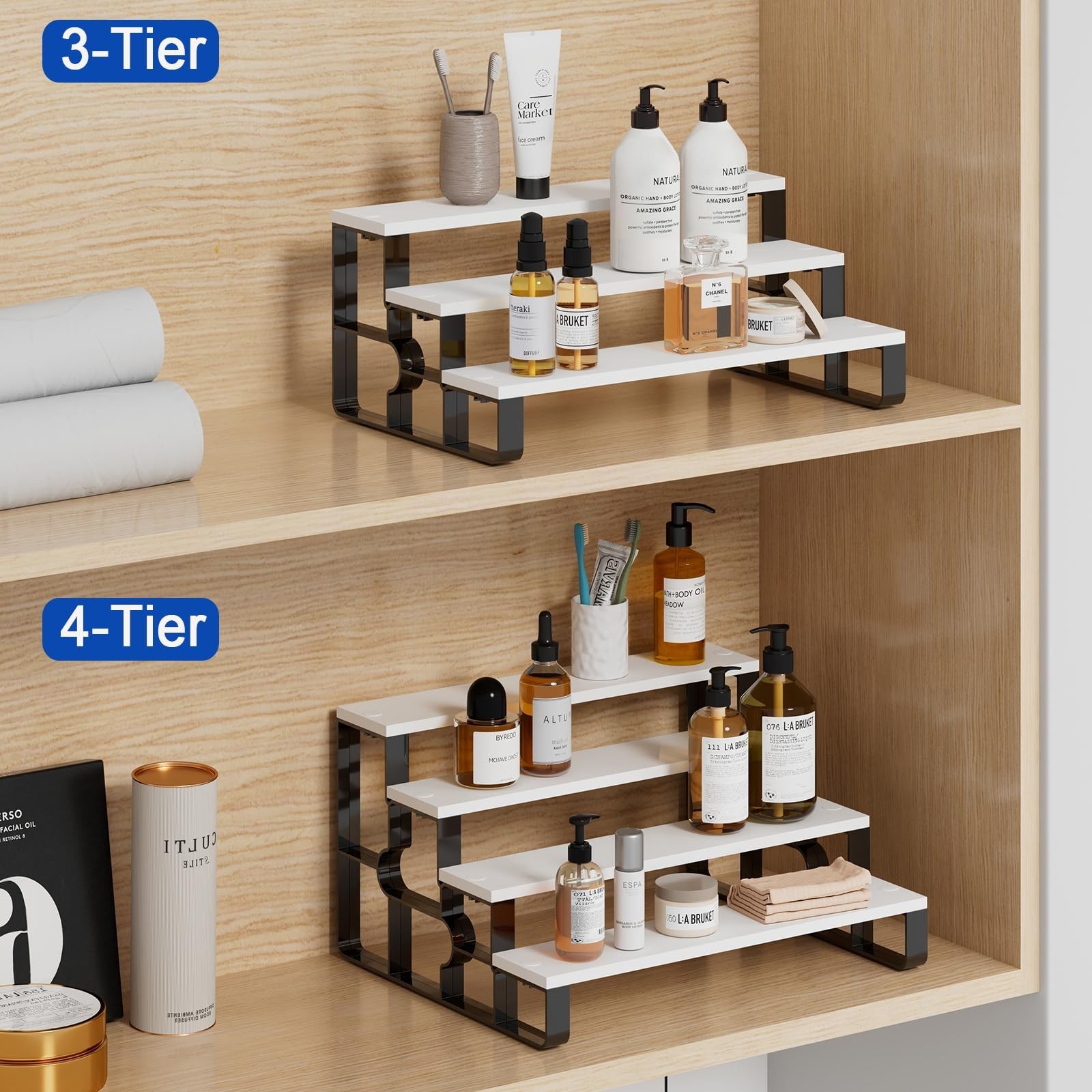 Wood Cologne Organizer for Men,Perfume Organizer for Bathroom Countertop,3 Ti...