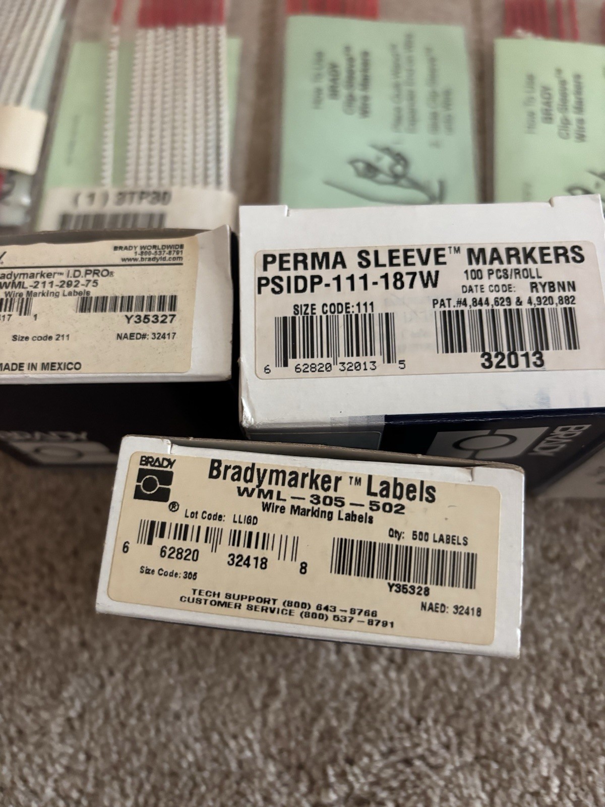 LOT OF BRADY WIRE MARKERS CLIP-SLEEVES, LABELS AND MORE BIG LOT--NEW