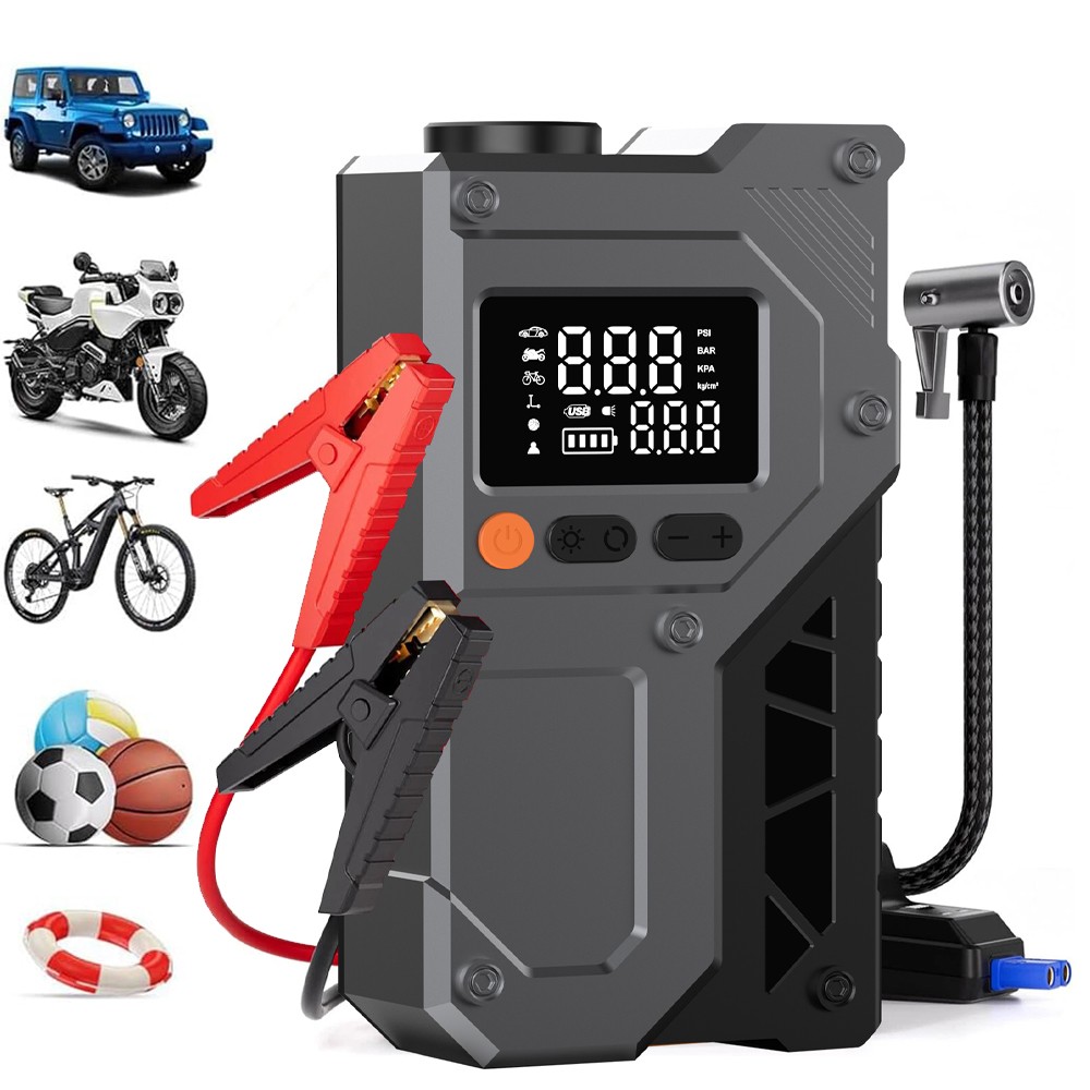99800mAh Car Jump Starter Booster Jumper Box Tire Inflator Compressor Air Pump