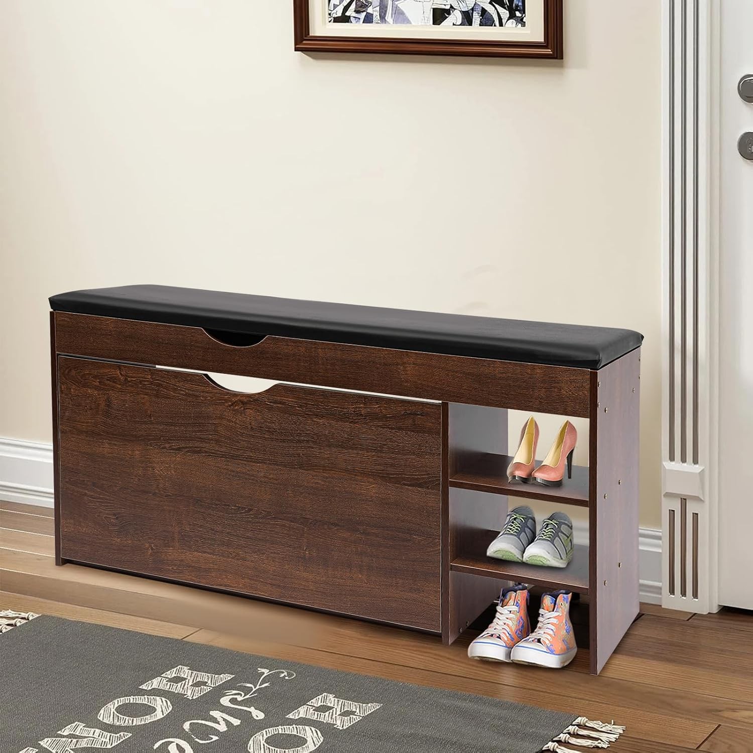 Entrance Shoe Bench 39.37" Shoe Storage Bench with Seat Free Standing Shoe Bench