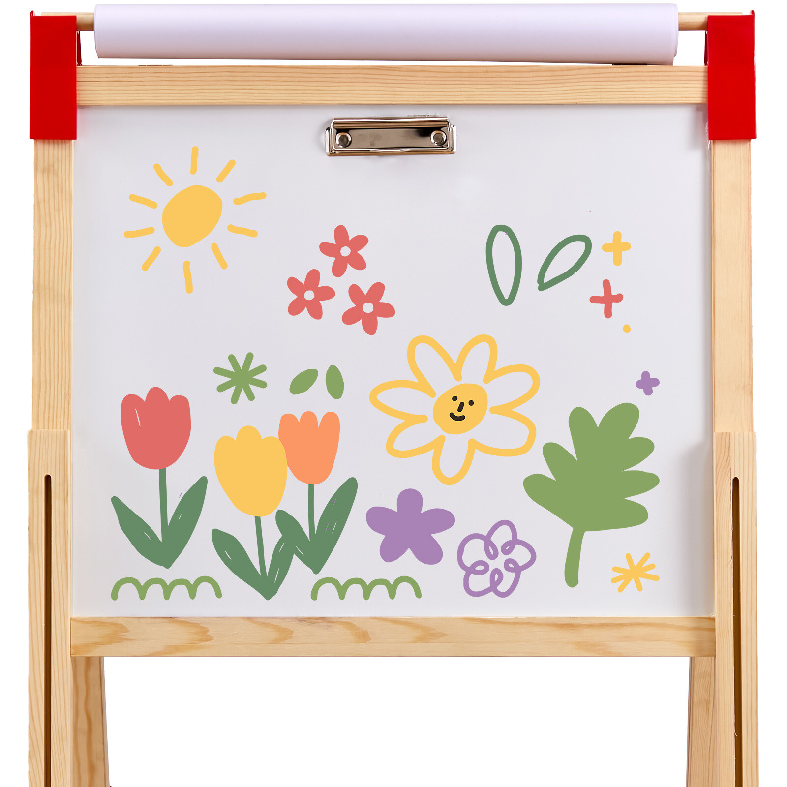VEVOR 3-in-1 Kids Art Easel Double-Sided Wooden Magnetic Whiteboard Chalkboard