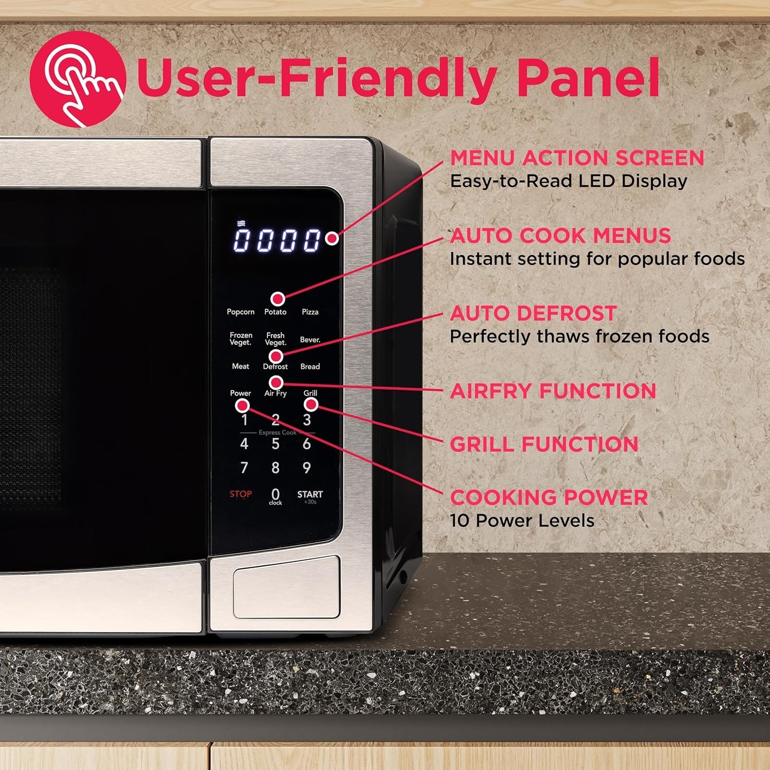 Frigidaire EMW1220 1.1 Cu Ft 3-in-1 Countertop Microwave Air Fryer Convection