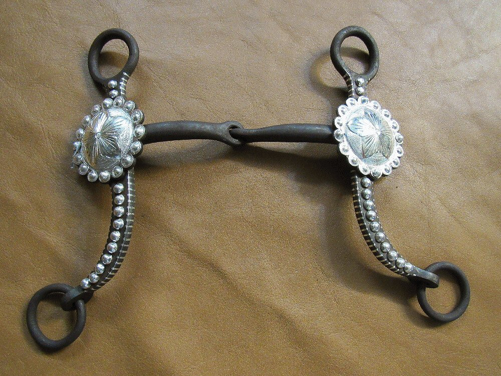 E Garcia Brown Berry Concho Shank Snaffle Bit