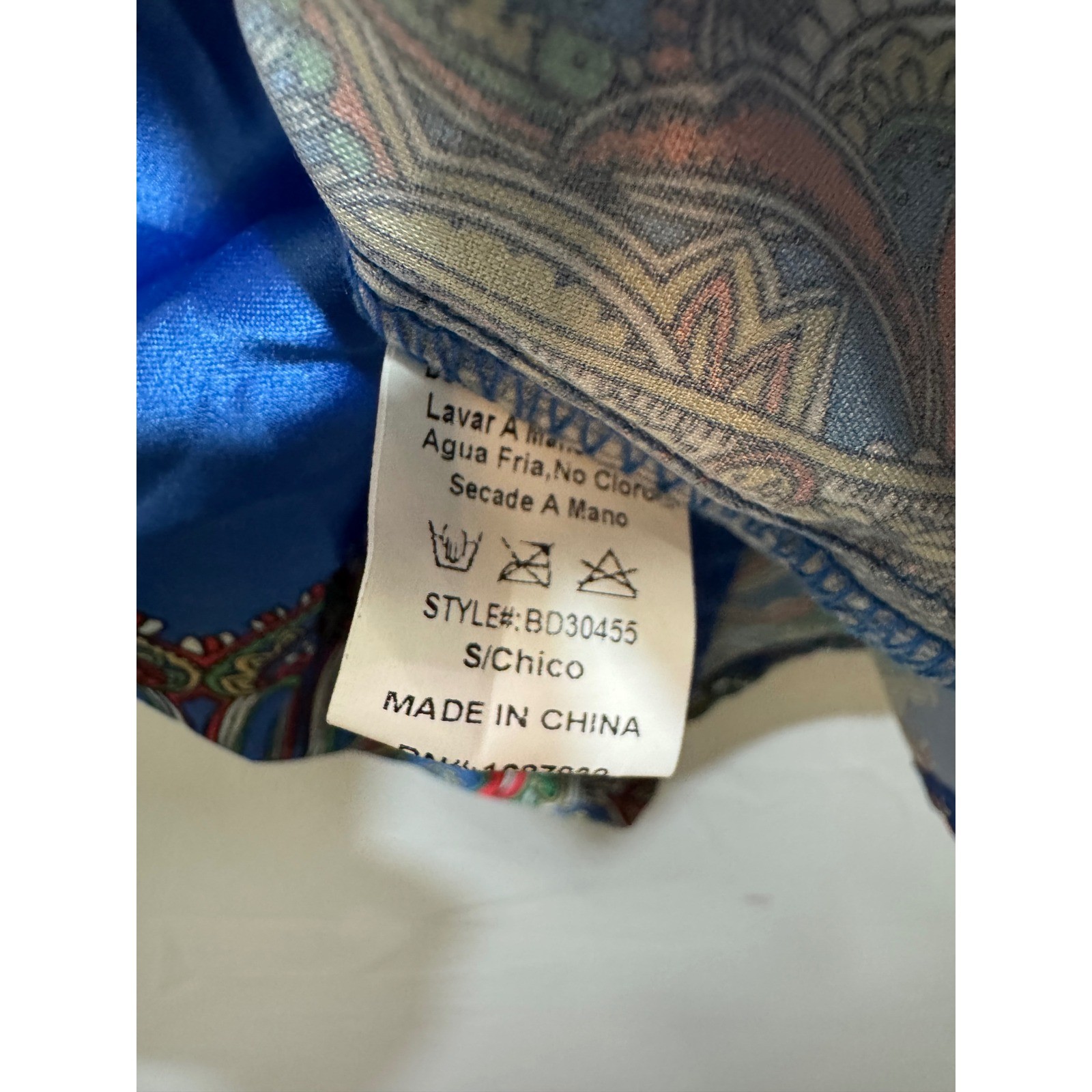 Banjul Blue Paisley Medallion Mini Handkerchief Hem Spaghetti Strap Boho