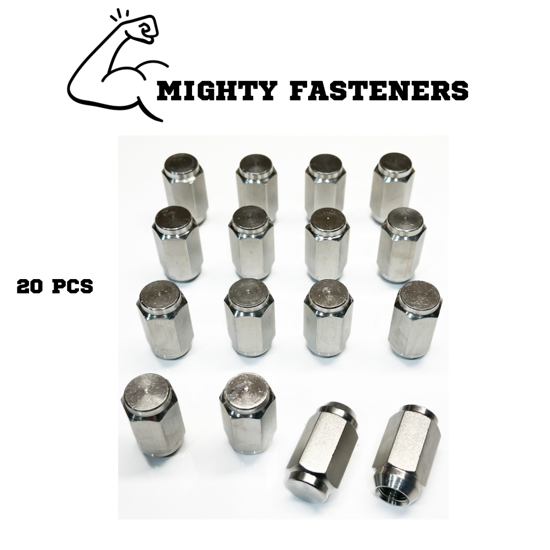 Solid 304 Stainless Steel Electropolished Acorn Lug Nuts 1/2 - 20