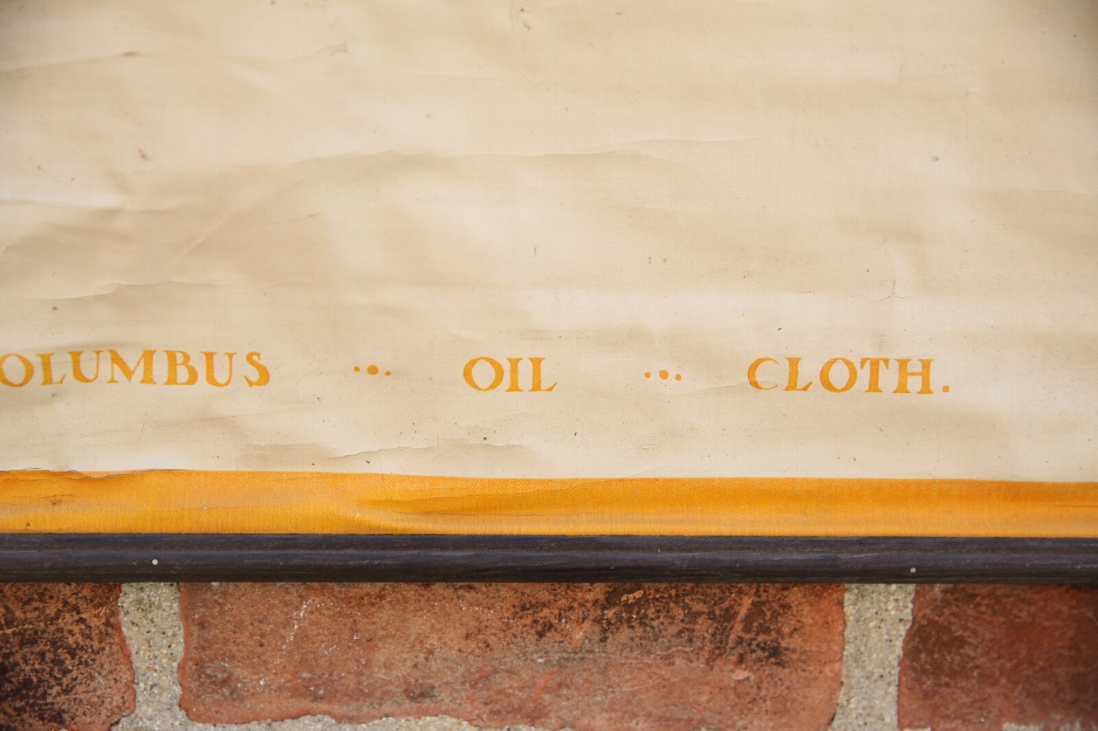Vintage Columbus Oil Cloth Company window Advertising sign store display