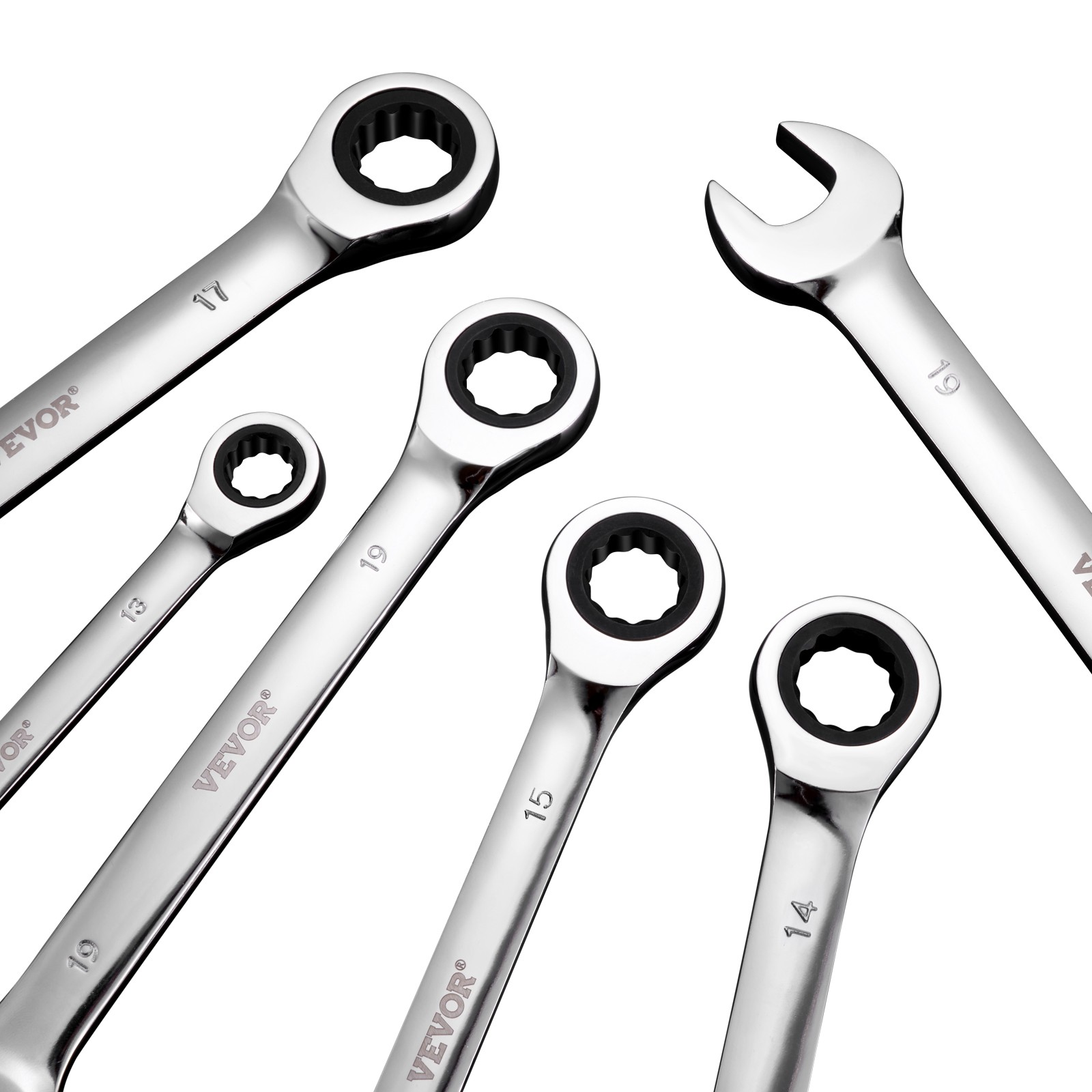 VEVOR Combination Wrench Set 16-Piece Metric 8 mm to 24 mm with Organizer Rack