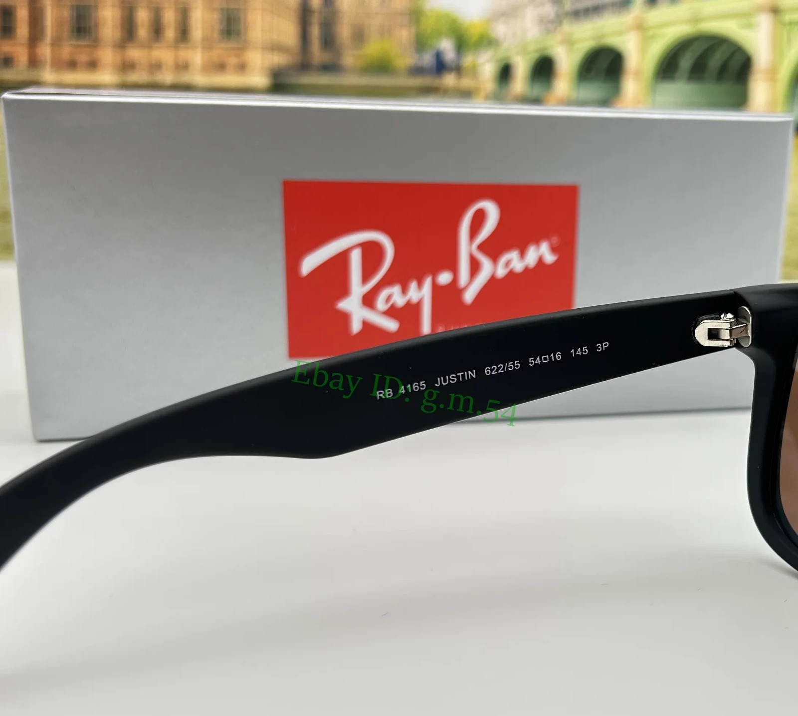 Ray-Ban Justin RB4165 Polarized Sunglasses Blue Mirror Lens UV400 Black 54mm