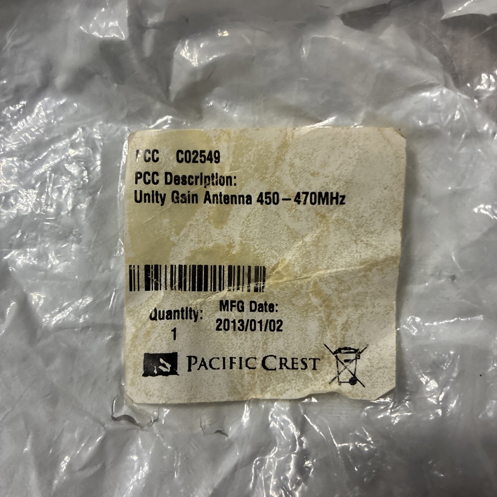 Pacific Crest C02549 ADL Antenna 450-470 MHz For Surveying And More.