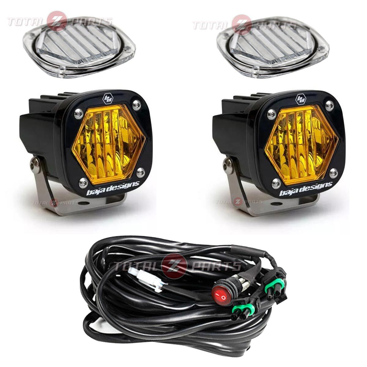 Baja Designs® S1 LED Lights Pair Amber Wide Cornering w/ Harness & Clear Lenses