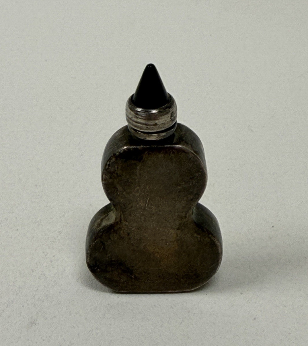 Vintage Sterling Silver 925 Mexican Snuff Perfume Bottle Amber Stone